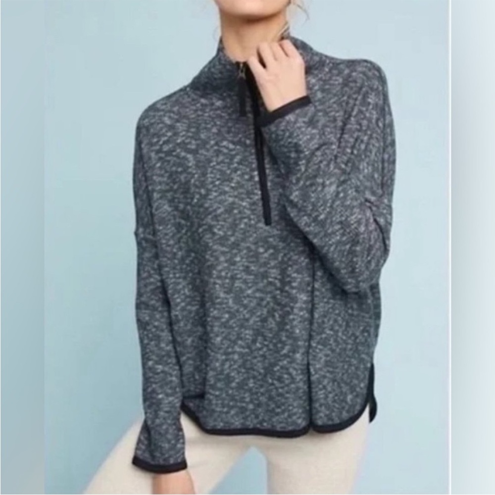 -Anthropologie Saturday Sunday Weekender Half Zip Oversize Gray Sweater Women XS